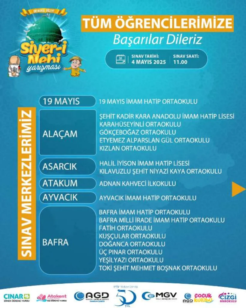 AGD-MGV, Siyer-i Nebi Yarışması Samsunda 17 İlçede 51 Sınav Merkezinde Gerçekleşecek