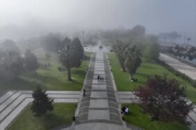 Samsun'da Etkili Sis Dronla Görüntülendi