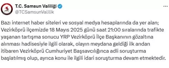 Vezirköprü'de YRP Başkanı Gözaltına Alındı