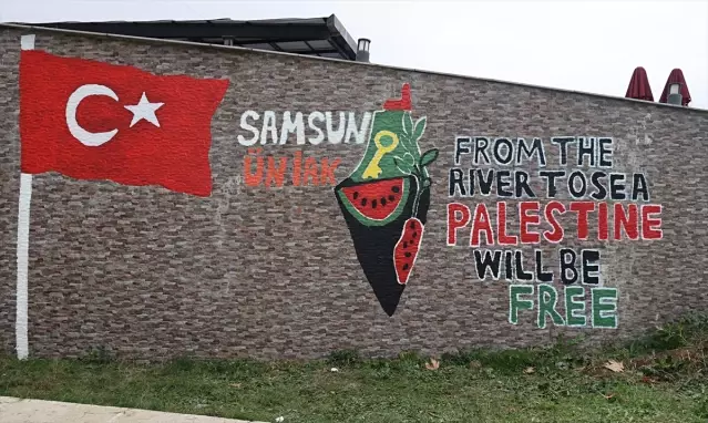 Samsun'da Filistin için Grafiti Etkinliği