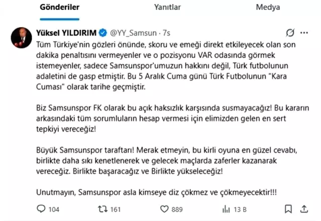 Yıldırım: Samsunspor Diz Çökmeyecek - Son Dakika