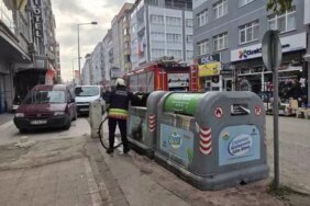 Çöp konteyneri yangınına itfaiye müdahale etti