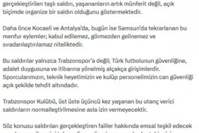 Samsun'da Trabzonspor takım otobüsüne taşlı saldırı: Sporcularımızın can güvenliği tehdit altında