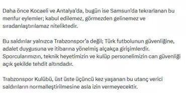 Samsun'da Trabzonspor takım otobüsüne taşlı saldırı: Sporcularımızın can güvenliği tehdit altında