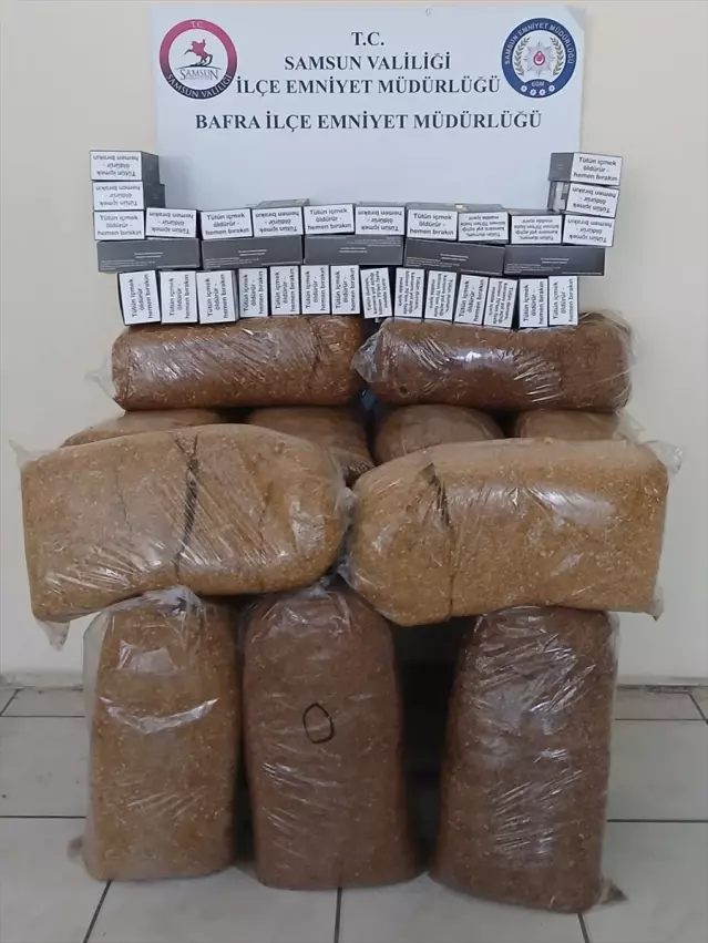 Bafra'da Kaçak Tütün ve Makaron Ele Geçirildi