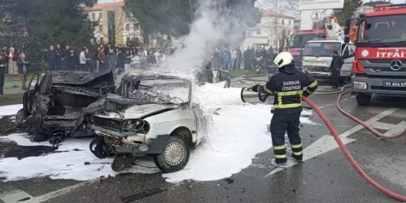Samsun'da Zincirleme Kaza ve Yangın