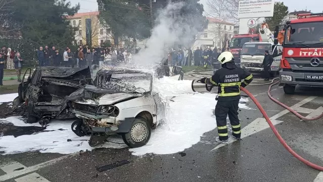 Samsun'da Zincirleme Kaza ve Yangın