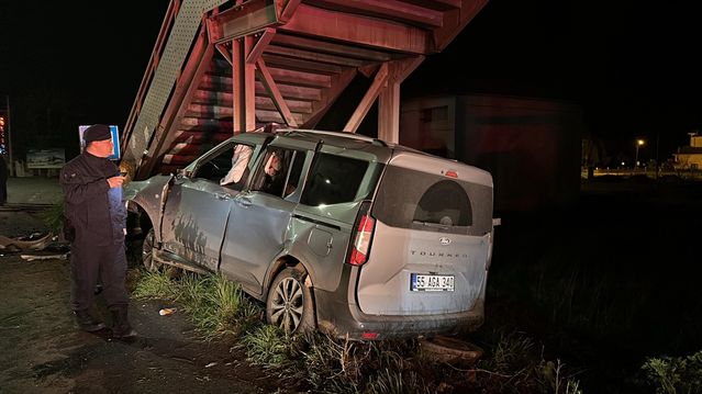 Samsun-Sinop yolunda üst geçit ayağına çarpan hafif ticari aracın sürücüsü öldü