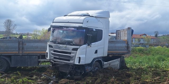 Tır Tarlaya Girdi, Sürücü Yaralı