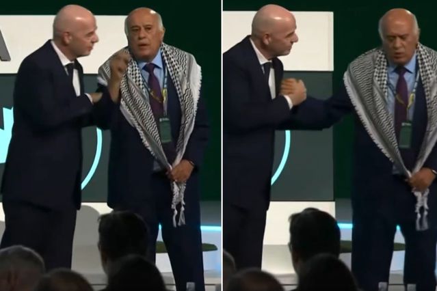 Infantino'dan skandal hareket! Filistin Futbol Federasyonu Başkanı sahneyi terk etti