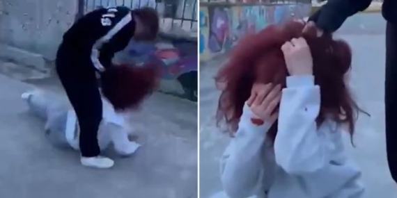 Kız öğrenciyi okul bahçesinde darp ettiler: Kafasını defalarca yere vurdu, 'yoruldum' deyip dinlendi