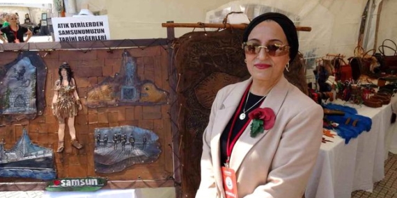 Atık deriler sanat eserine dönüştü, Samsun'u anlattı
