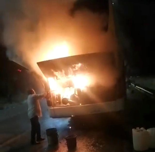 Samsun'da Otobüste Yangın Panik Yarattı