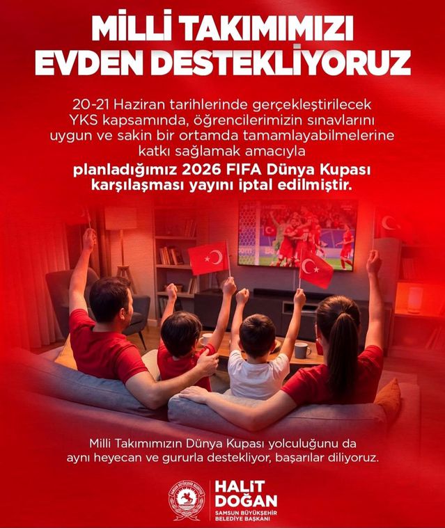 Samsun'da milli maç gösterimine YKS arası