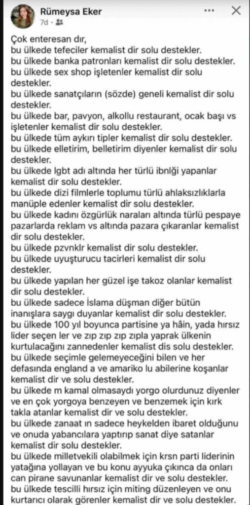 Terme Belediye Meclis üyesinden tartışma yaratan paylaşım