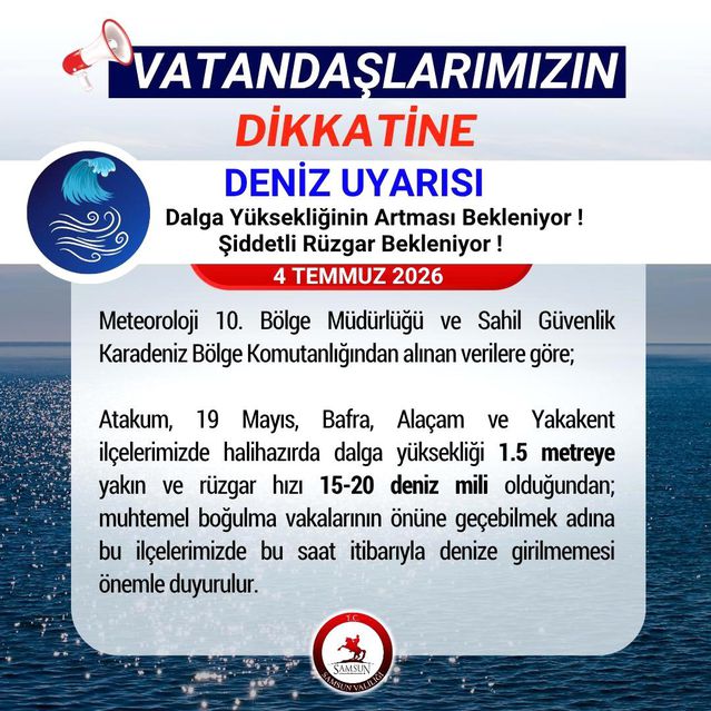 Samsun'da Deniz Uyarısı - Son Dakika