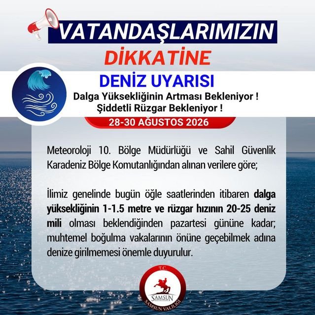 Samsun'da Denize Girilmemesi Uyarısı - Son Dakika