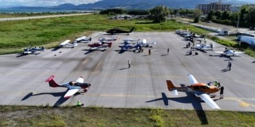 Avrupa'dan Gürcistan'a uzanan pilot seferi 26 uçakla Samsun'a ulaştı