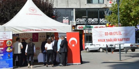 Havza'da Halk Sağlığı Haftası'nda açılan stantta vatandaşlara ücretsiz sağlık taraması yapıldı
