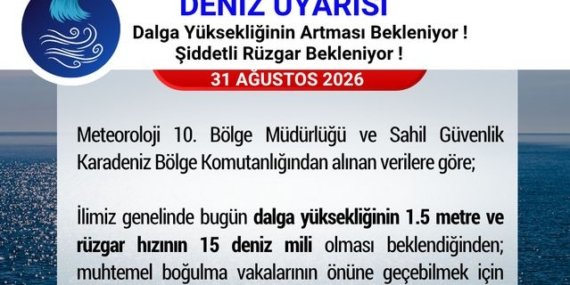 Samsun Valiliği'nden Denize Girilmemesi Uyarısı