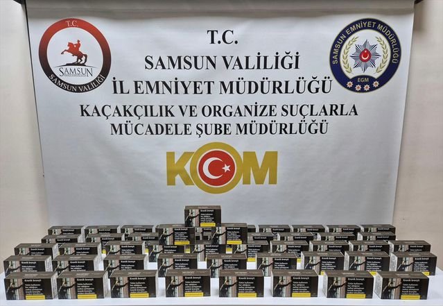 Samsun'un İlkadım ilçesindeki kaçakçılık operasyonunda 10 bin doldurulmuş makaron ele geçirildi