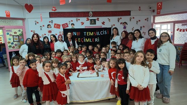 Anaokulu öğrencileri oy kullanma deneyimi yaşadı