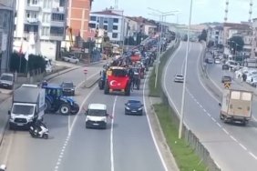 Samsun Bafra'da çeltik üreticileri taban fiyatı açıklanmayınca 600 araçla eylem yaptı