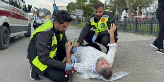Samsun İlkadım'da elektrikli bisikletten düşen sürücü hastanede tedaviye alındı