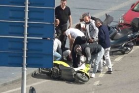 Samsun İlkadım'da kayan motosikletten düşen sürücü ve yolcu yara almadan kurtuldu