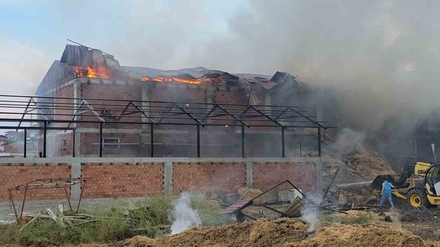 Samsun Vezirköprü'de kaynak kıvılcımı samanları tutuşturdu, 7 bin balya zarar gördü