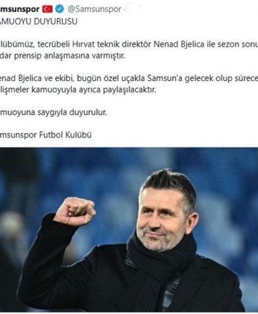 Samsunspor ile prensip anlaşması sağlanan Nenad Bjelica, özel uçakla Samsun'a gelecek