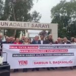 YENİ Parti Samsun, Halk TV'ye kayyım atanmasına Adalet Sarayı önünde tepki gösterdi